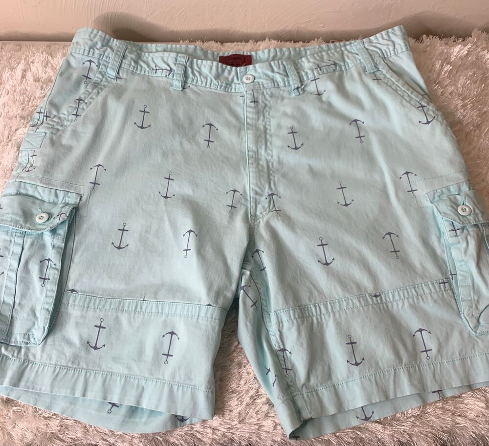 Foundry Aqua Shorts Anchors Sz 48 Cargo